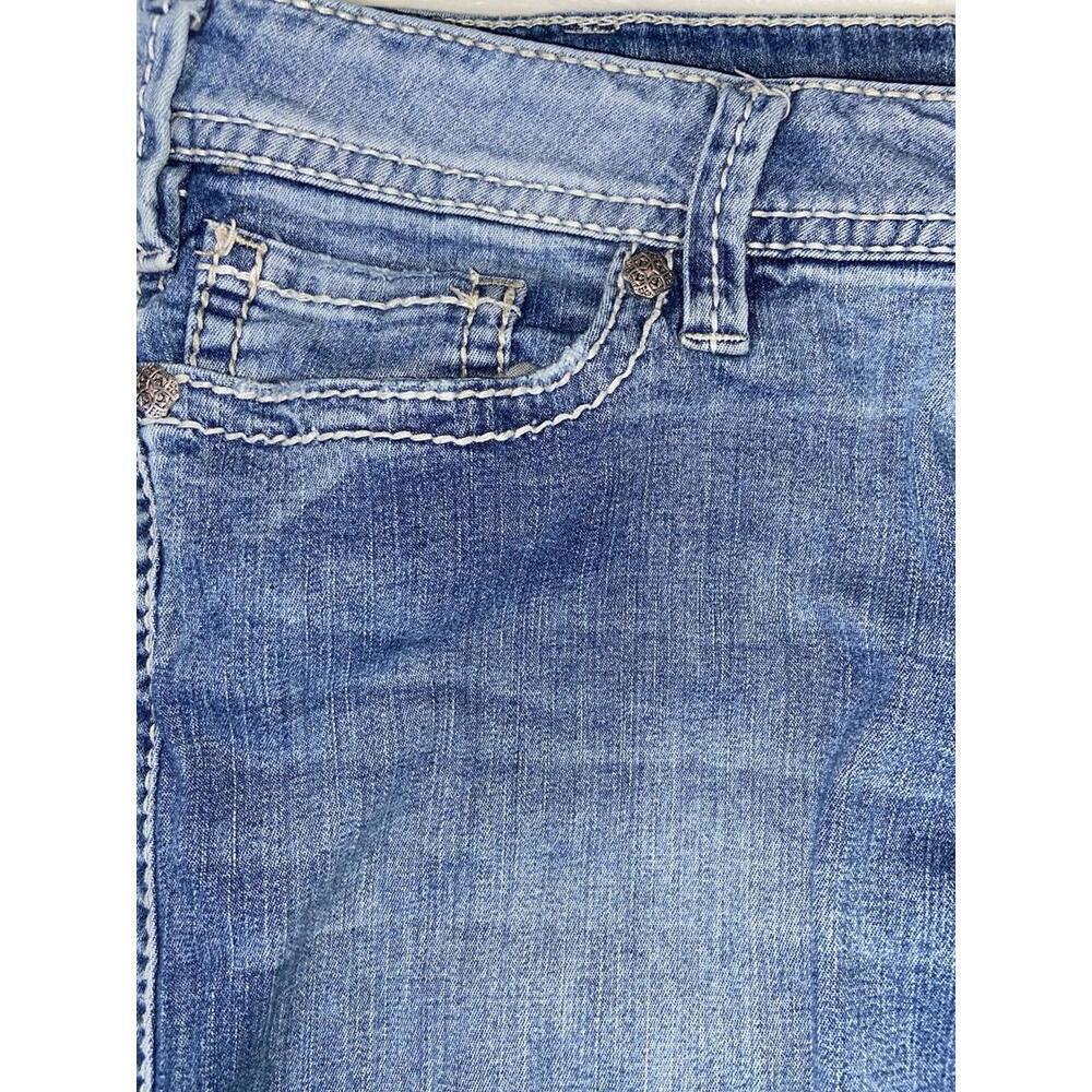 Silver Womens Twisted Surplus Boot Leg Jeans Blue Stretch Whiskered Denim 34x28 - Picture 5 of 14